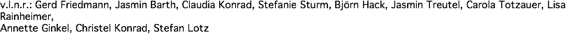 v.l.n.r.: Gerd Friedmann, Jasmin Barth, Claudia Konrad, Stefanie Sturm, Björn Hack, Jasmin Treutel, Carola Totzauer, Lisa Rainheimer, Annette Ginkel, Christel Konrad, Stefan Lotz
